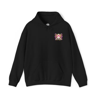 Image 4 of a Hooded sweatshirt design featuring Shara Ishvalda, the formidable Elder Dragon from Monster Hunter World Iceborne. The graphic emphasizes its colossal body, layered stone-like armor, eerie exposed form, and supernatural control over vibrations, evoking the climactic battle against the Old Everwyrm. A dark, atmospheric gaming hoodie design for Monster Hunter fans, Elder Dragon collectors, and players who love the Iceborne expansion.