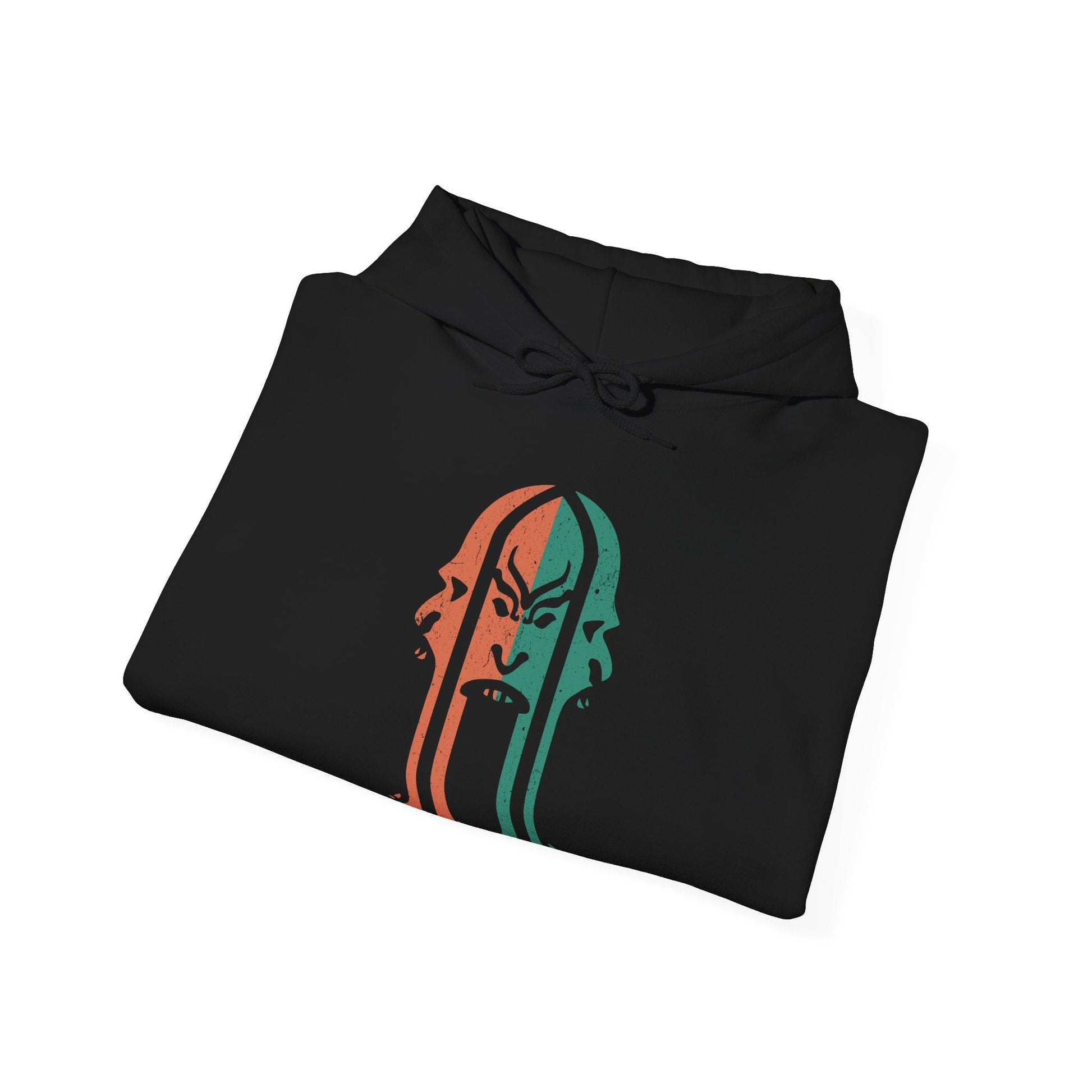 Image 6 of a Hooded Sweatshirt of Sheogorath surrounded by surreal landscapes of the Shivering Isles, where twisted fungi, jagged stone, and dreamlike colors reflect his madness. His sinister smile and violent elegance show a Daedric Prince who thrives on chaos, manipulating fate and mortal minds in a realm sculpted entirely by insanity and imagination.