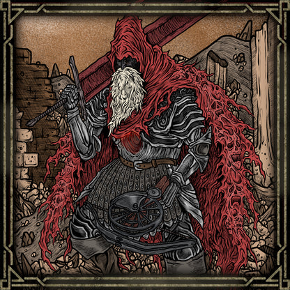 Fanart of Slave Knight Gael Grim. Slave Knight Gael is the final boss of Dark Souls III, a loyal servant who journeys to the ends of the world to obtain the Dark Soul for the Painter. His transformation into a raging beast symbolizes the burden of immortality and the decay of time.