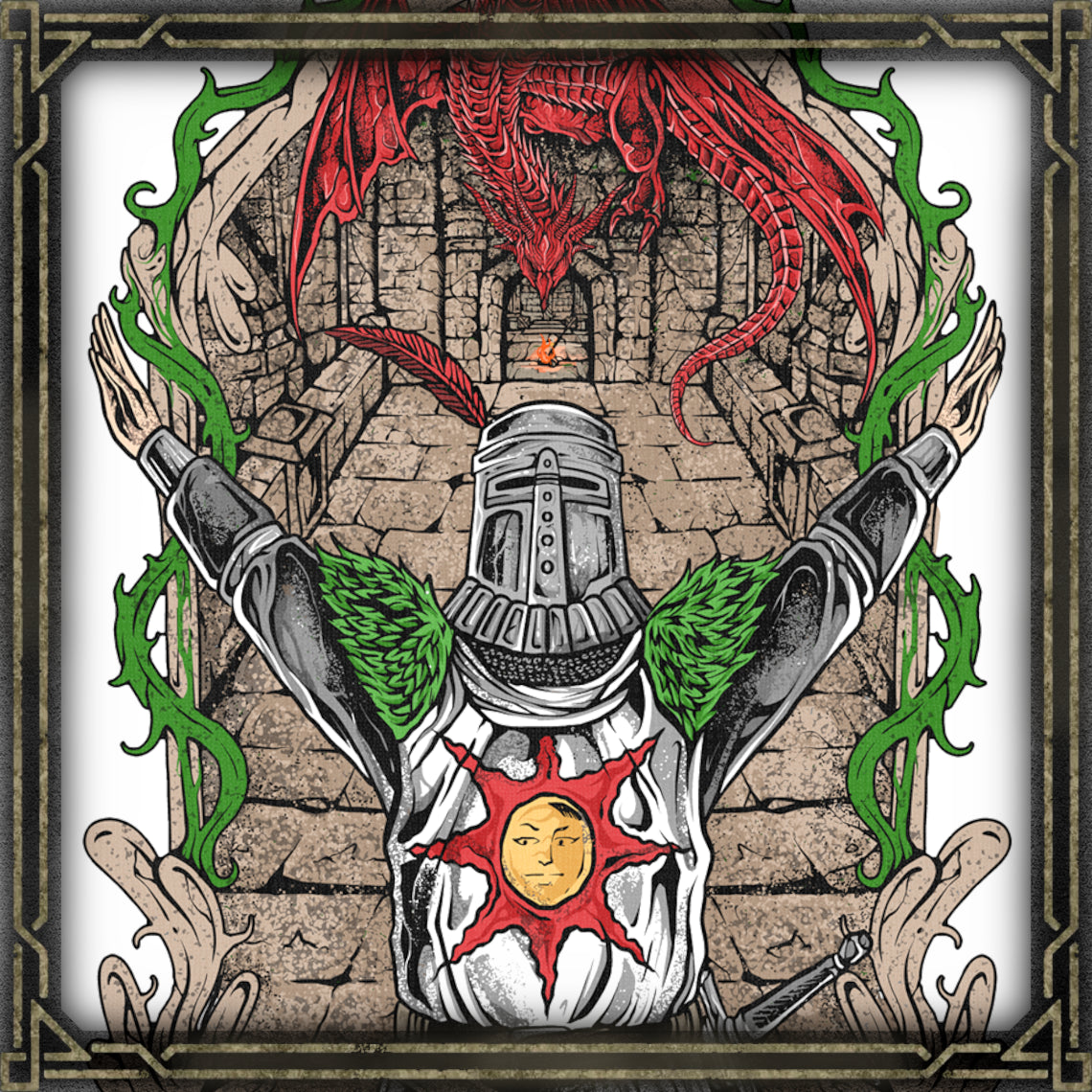 Concept Art of Solaire of Astora White. In Dark Souls, Solaire is a radiant warrior from Astora, driven by a personal quest to find his “very own sun.” Respected for his kindness and valor, he represents a rare beacon of hope. As a Warrior of Sunlight, he aids other Undead in boss battles. Whether his fate ends in glory or madness, Solaire’s journey remains one of the game’s most memorable tales.