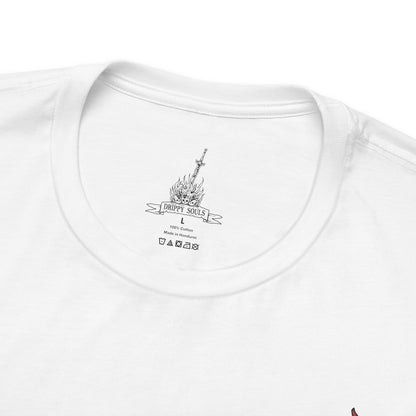 Folded T-shirt showcasing Solaire of Astora, the sun-praising warrior from Dark Souls who aids the Chosen Undead in battle. Donning his distinct sun-emblazoned tabard and helm, Solaire is a beacon of camaraderie in Lordran’s bleak landscape. This artwork celebrates his unwavering spirit and legendary status among fans.