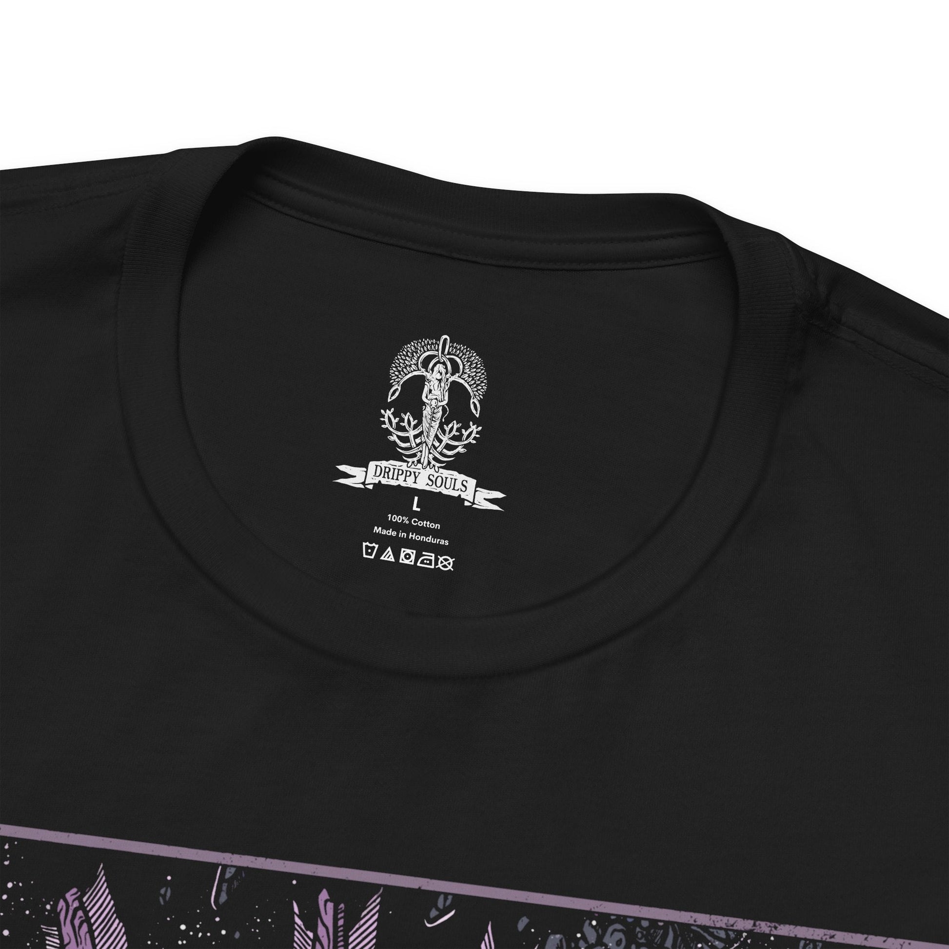 Folded T-shirt featuring Starscourge Radahn from Elden Ring in a grim design, showcasing his towering presence, gravity-defying power, and tragic backstory, perfect for fans who revere his status as one of the most formidable and iconic bosses in the Lands Between.