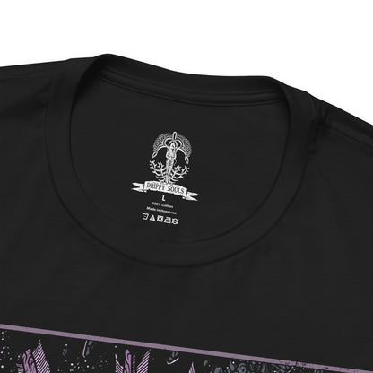 Folded T-shirt featuring Starscourge Radahn from Elden Ring in a grim design, showcasing his towering presence, gravity-defying power, and tragic backstory, perfect for fans who revere his status as one of the most formidable and iconic bosses in the Lands Between.
