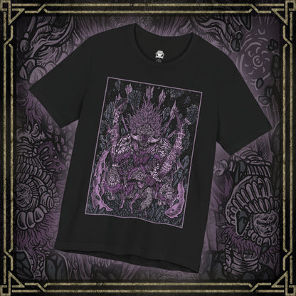 Thumbnail of a T-shirt featuring Starscourge Radahn from Elden Ring in a grim design, showcasing his towering presence, gravity-defying power, and tragic backstory, perfect for fans who revere his status as one of the most formidable and iconic bosses in the Lands Between.