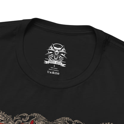 Folded T-shirt design of the Crones of Crookback Bog from The Witcher 3: Wild Hunt, the twisted trio known as the Ladies of the Wood. Their grotesque forms emerge from tangled roots, bones, and rotting flesh as they whisper false promises to the villagers of Velen. The design captures their nightmarish appearance, ancient cruelty, and the suffocating dread of the swamp they rule.