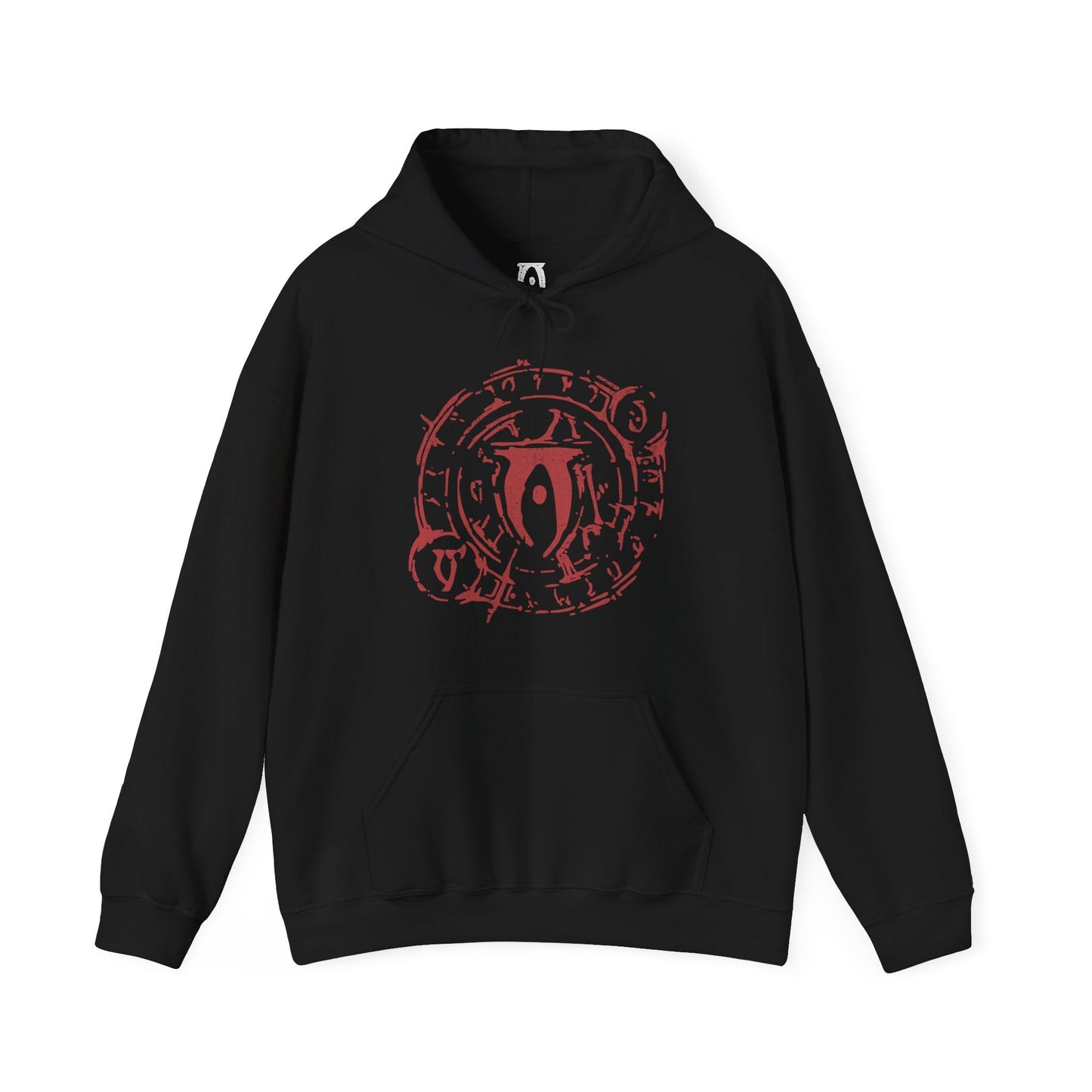 Image 4 of a Hooded Sweatshirt inspired by Mehrunes Dagon from The Elder Scrolls IV: Oblivion, stepping from a molten Oblivion Gate, his towering Daedric armor glowing with embers as firestorms swirl around him. Jagged rocks and infernal light mark the Mythic Dawn’s ritual success, opening a catastrophic portal that lets the Prince of Destruction invade Cyrodiil with unstoppable force.