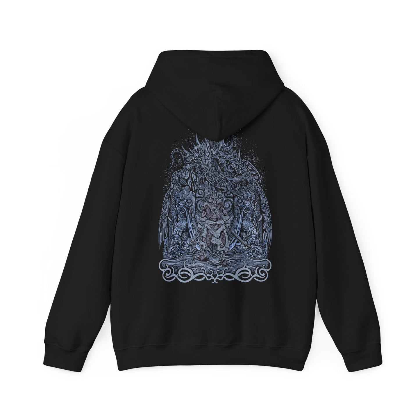 Image 5 of a Hooded Sweatshirt featuring the Dovahkiin from Skyrim, the mortal born with the soul of a dragon and the voice that shakes mountains. From the peaks of High Hrothgar to the depths of Blackreach, the Dragonborn’s journey shapes the fate of Nirn. This design honors their mythic legacy—where ancient prophecy and raw power collide under the watchful gaze of the dov.
