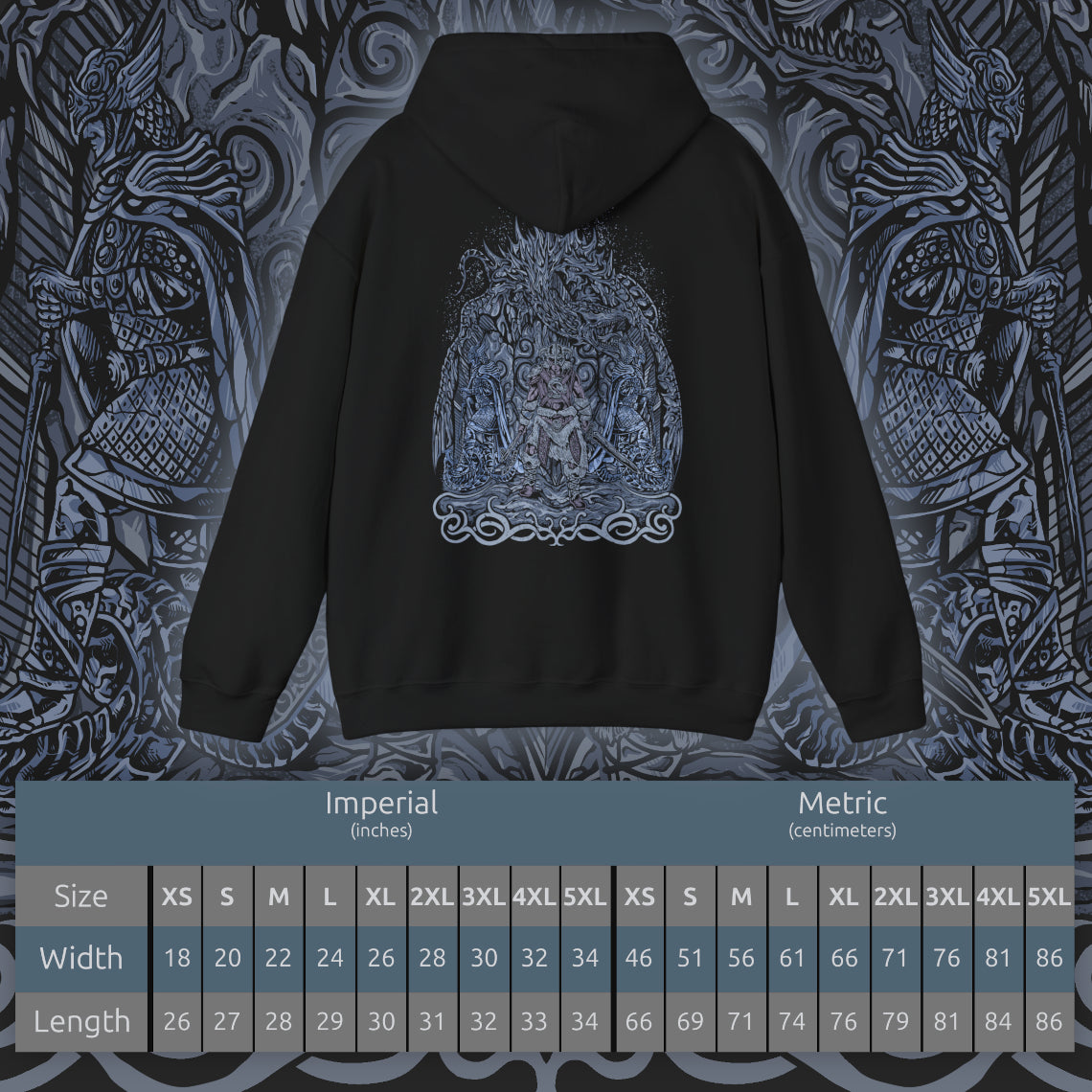 Size chart of a Hooded Sweatshirt featuring the Dovahkiin from Skyrim, the mortal born with the soul of a dragon and the voice that shakes mountains. From the peaks of High Hrothgar to the depths of Blackreach, the Dragonborn’s journey shapes the fate of Nirn. This design honors their mythic legacy—where ancient prophecy and raw power collide under the watchful gaze of the dov.