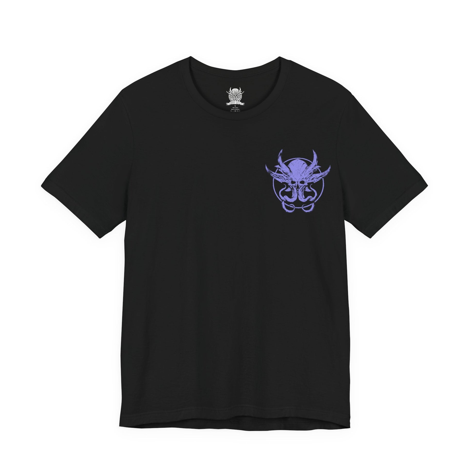 Image 4 of a Baldurs Gate 3 T-shirt showcasing The Emperor, the powerful Mind Flayer who claims to protect the player while concealing dangerous secrets. Surrounded by psychic energy and arcane symbols, he represents the thin line between trust and corruption. This artwork highlights his alien form, cold intellect, and the haunting influence of illithid evolution.