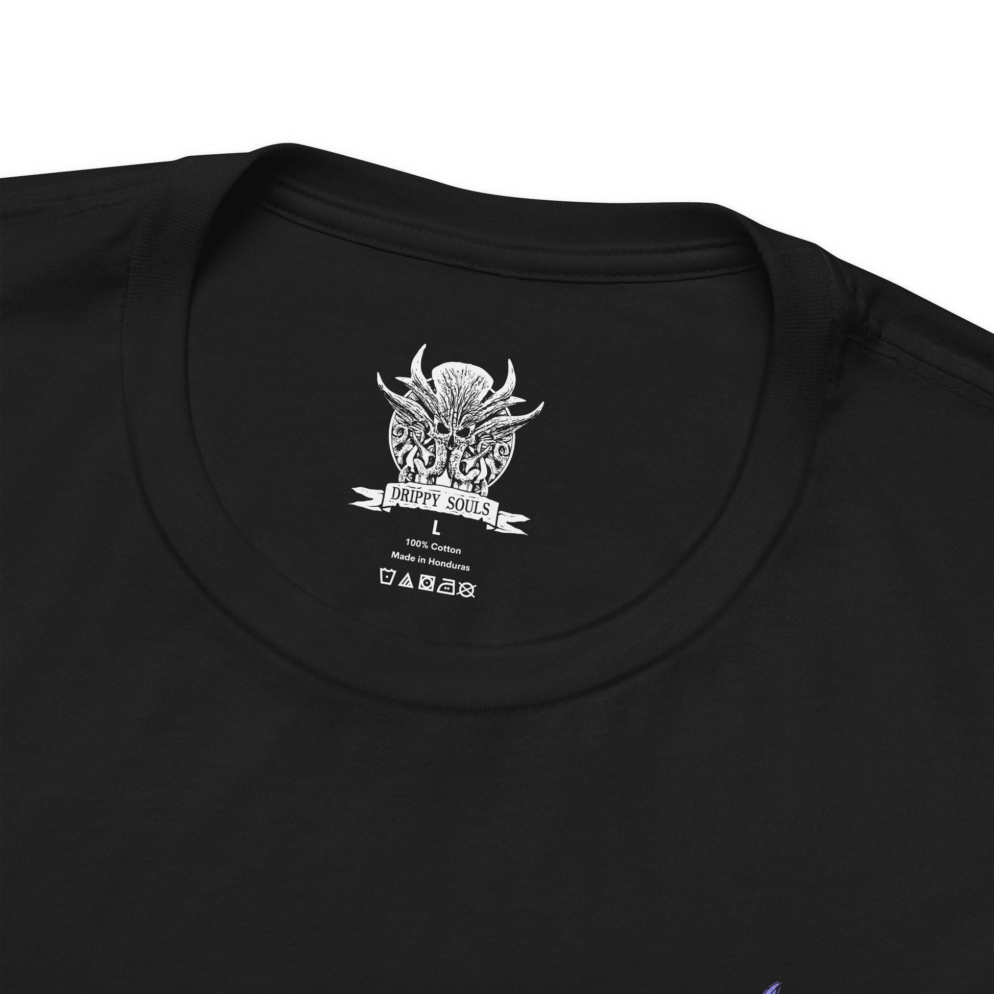 Folded Baldurs Gate 3 T-shirt showcasing The Emperor, the powerful Mind Flayer who claims to protect the player while concealing dangerous secrets. Surrounded by psychic energy and arcane symbols, he represents the thin line between trust and corruption. This artwork highlights his alien form, cold intellect, and the haunting influence of illithid evolution.