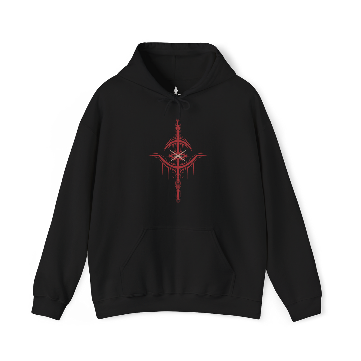 Image 4 of a Hooded Sweatshirt design of The One Reborn from Bloodborne, showing the gigantic corpse-like abomination with countless twisted limbs and grotesque masses of decaying flesh. Its monstrous body looms beneath an ominous blood moon in a dark environment inspired by Yahar'gul, creating an atmosphere of gothic dread and cosmic horror. The artwork emphasizes the creature's disturbing anatomy, its connection to forbidden rituals of Bloodborne.