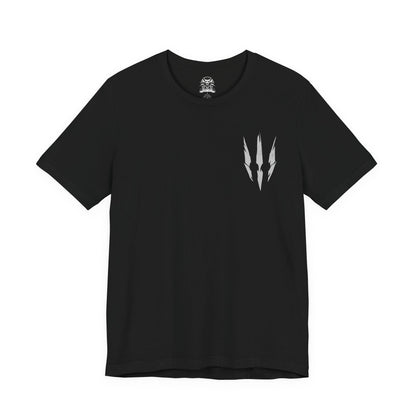 Image 4 of a T-shirt artwork depicting Eredin, king of the Wild Hunt, flanked by Imlerith’s brutal, hulking presence and Caranthir’s arcane mastery. Cracks of ice and magic tear through the sky as portals open between worlds, symbolizing conquest and extinction. This design reflects the Hunt’s role as harbingers of death, winter, and the collapse of entire civilizations.