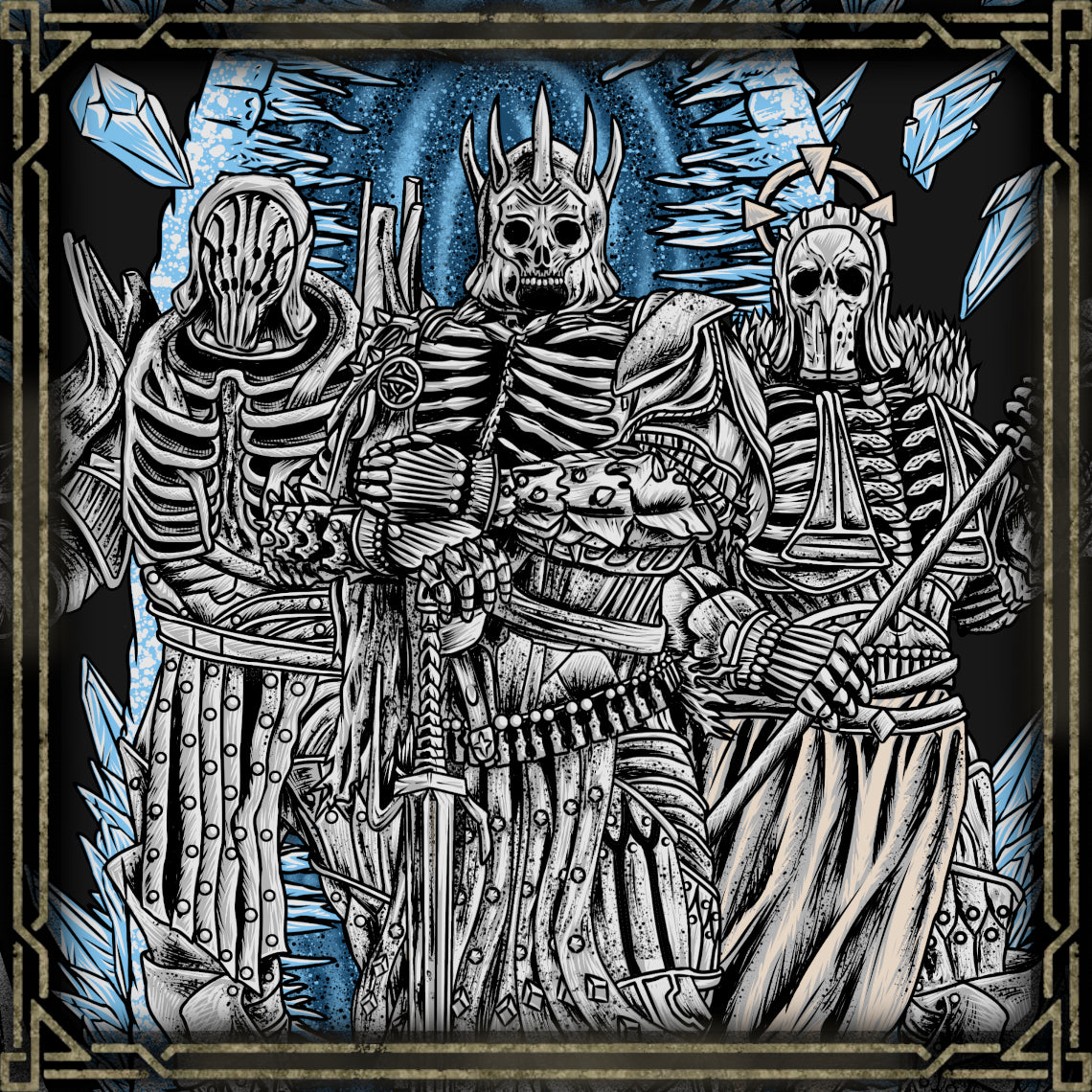 Wallpaper of The Wild Hunt. Eredin commands the Wild Hunt with cold authority, while Imlerith, the brutal enforcer, crushes resistance with raw strength. Caranthir, a master of frost magic and interdimensional travel, opens portals between realms. As a trio, they represent domination, cruelty, and arcane power — the terrifying face of the Aen Elle invasion.