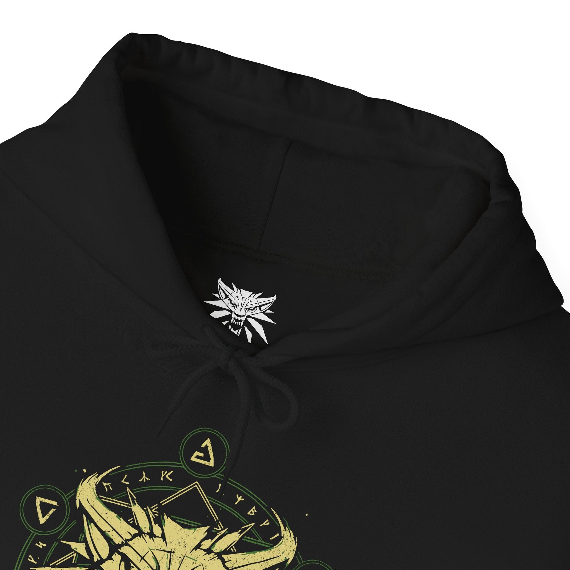 Folded Hooded Sweatshirt of a Leshen stalking through a moonlit forest, its towering wooden limbs and skull-like face radiating dread. Crows scatter as runic magic pulses through its antlers, binding the creature to ancient rituals and blood sacrifices. This design reflects the mythic horror and pagan brutality that define one of The Witcher 3’s most feared monsters.