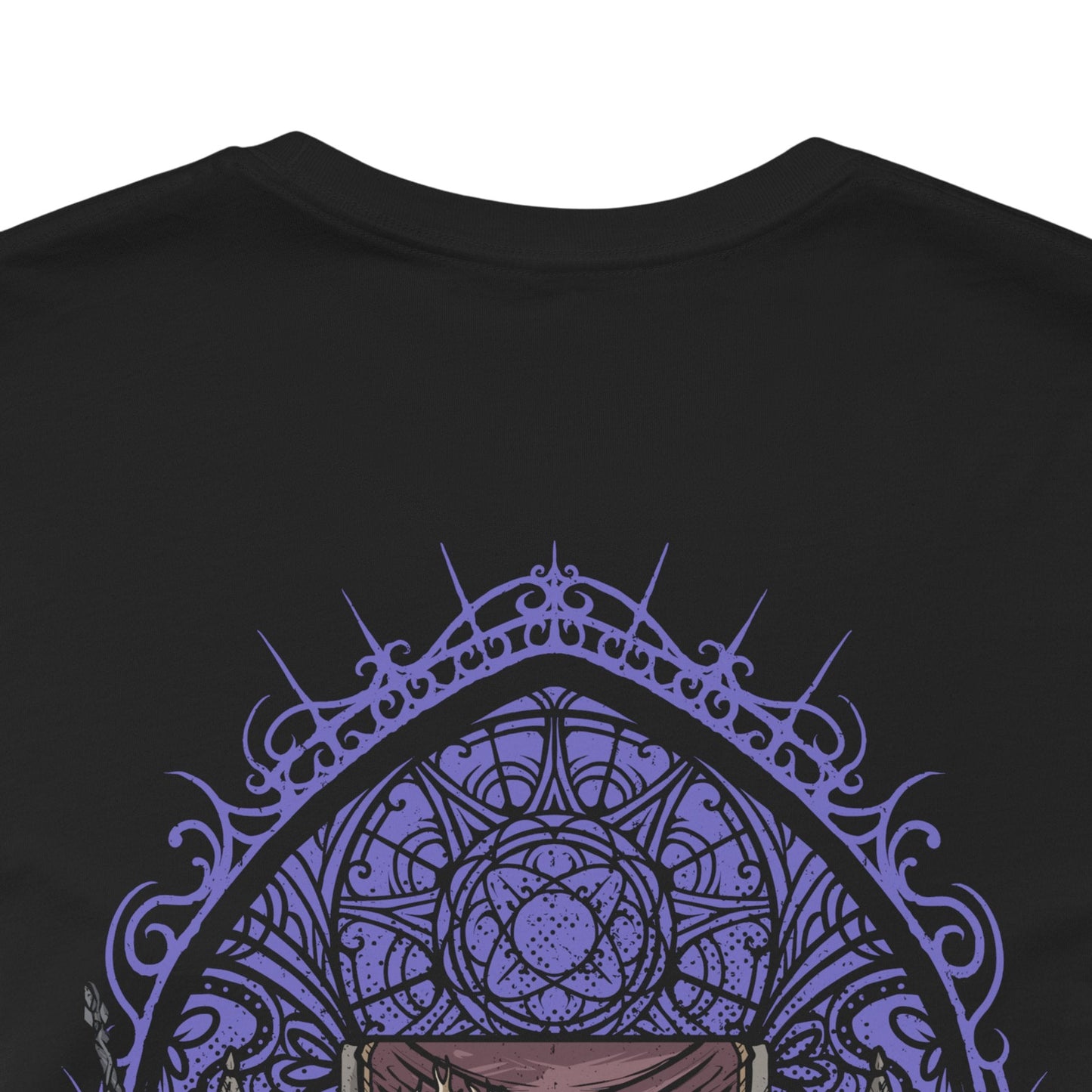 Image 7 of a T-Shirt artwork depicting Lorian, Elder Prince, kneeling amid the ashes of Lothric Castle while Lothric rests upon his back and prepares to unleash radiant magic. Golden light contrasts with Lorian's dark, flame-scarred armor as the brothers face their final battle. This design reflects their shared curse, unwavering devotion, and the tragic relationship at the heart of the Princes' story.