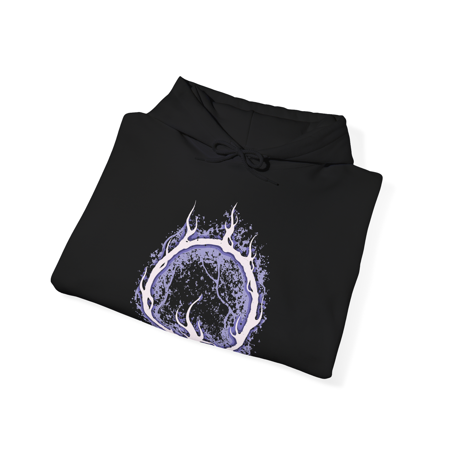 Image 6 of a Hooded Sweatshirt of Lorian and Lothric facing an approaching enemy within the burning throne room, the elder prince wielding his greatsword while his younger brother casts brilliant golden spells. Smoke and embers fill the ruined chamber around them. The composition emphasizes brotherhood, sacrifice, and the haunting tragedy of two princes who chose to remain together rather than accept their destined roles.