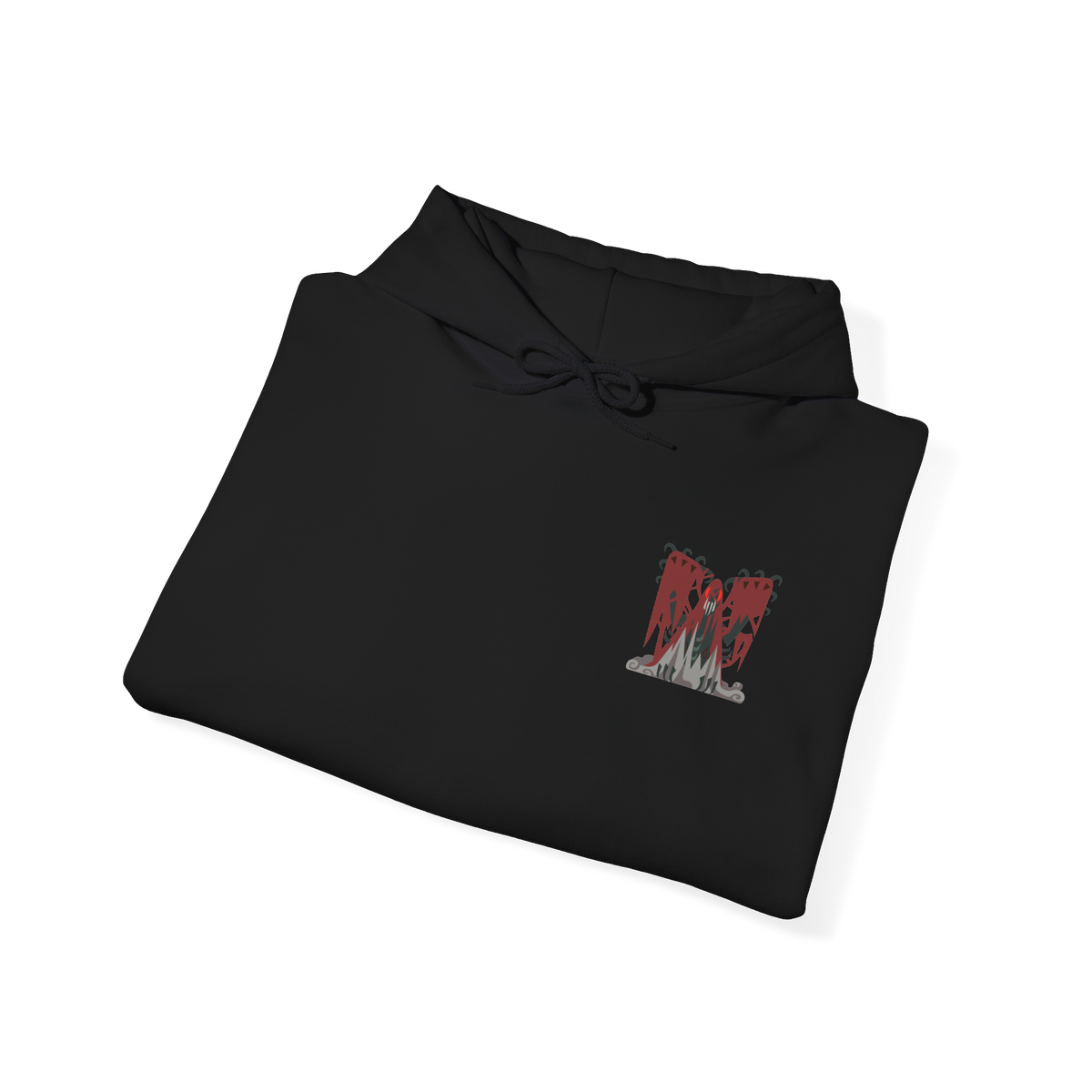 Image 6 of a Hooded Sweatshirt of Vaal Hazak dominating the depths of the Rotten Vale, its enormous body covered in decaying tissue and skeletal remains as thick effluvium surrounds the Elder Dragon. Dark mist rises from the corpse-covered ground while spores and poisonous clouds spread through the cavern. The composition emphasizes Vaal Hazak's grotesque appearance, deadly aura, and connection to the cycle of decay.
