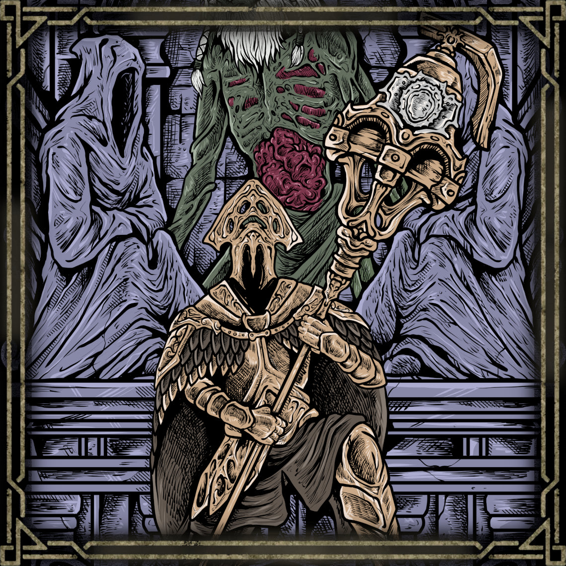 Artwork of Velstadt the Royal Aegis. Velstadt, known as the Royal Aegis, was the most loyal knight of King Vendrick in Dark Souls II. Clad in dark armor and wielding a massive sacred bell hammer, Velstadt remained beside his king even after the fall of Drangleic, embodying unwavering loyalty and solemn devotion in a kingdom consumed by ruin.